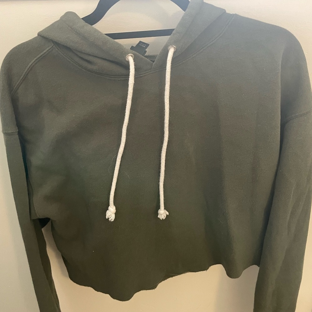 Wild Fable Dark Green Cropped Hoodie